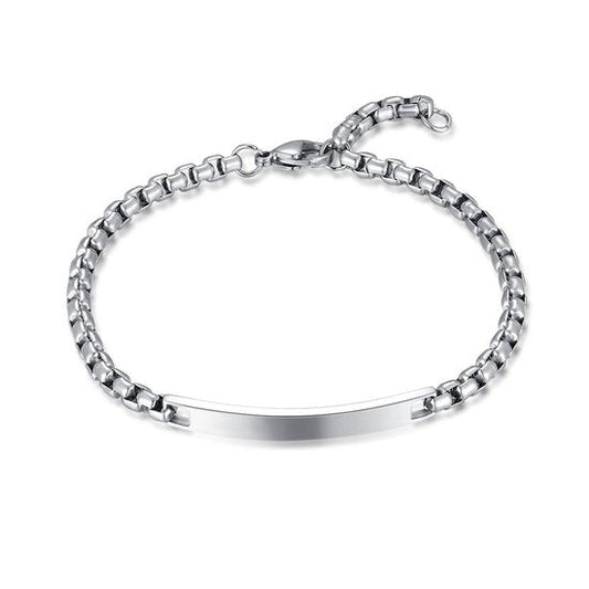 Orva - Armband in edelstaal, rechthoekige schakels, plaatje 21cm