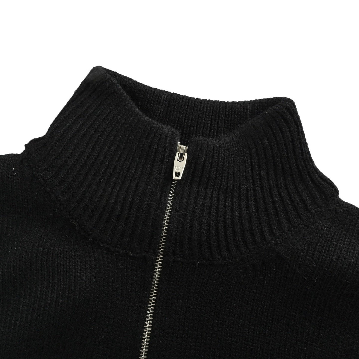 Celine Logo-Embroidered Wool & Cashmere Blend Half Zip Black