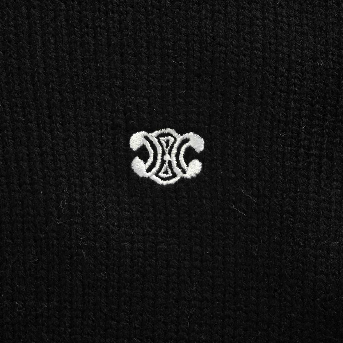 Celine Logo-Embroidered Wool & Cashmere Blend Half Zip Black